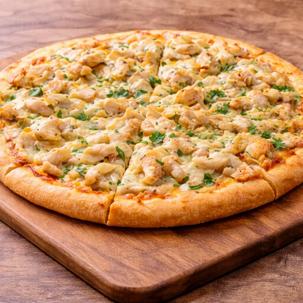 Chicken Alfredo Pizza at Uniq Pizza Cavanagh Heritage Valley Edmonton